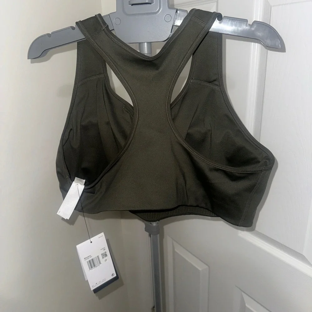 Nike Training Sports Bra Womens 2X Olive Green Racerback Support Activewear - Picture 4 of 5